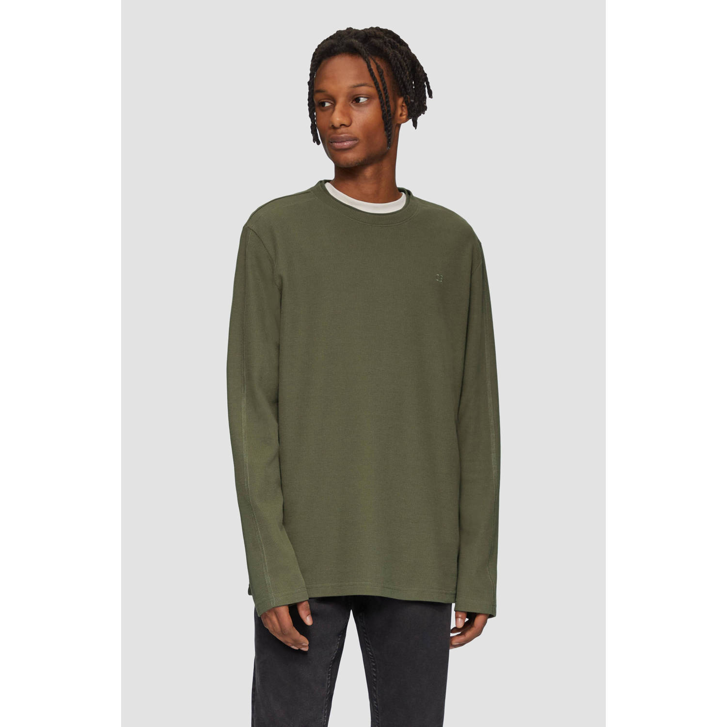 Q S by s.Oliver longsleeve olijfgroen textuur