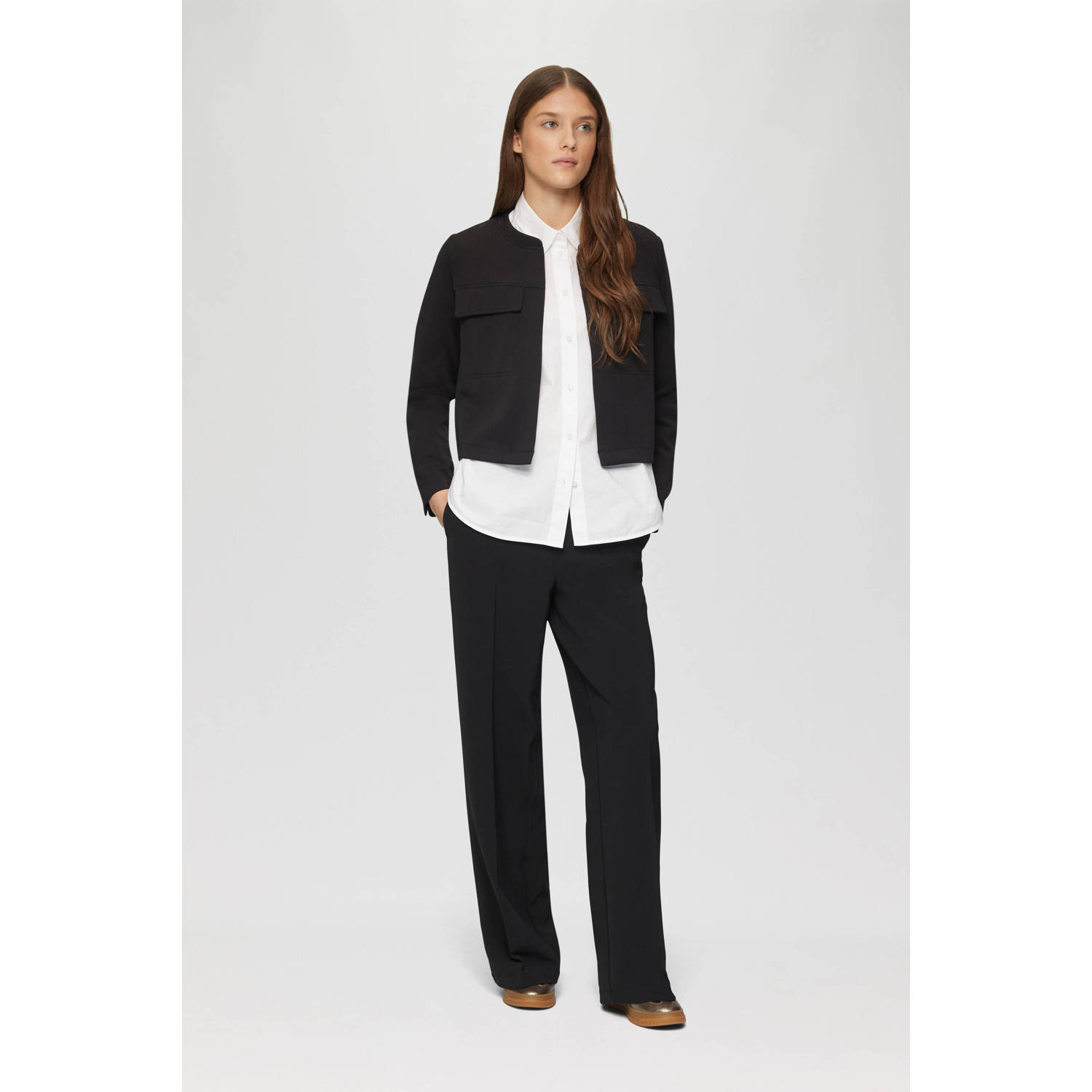 s.Oliver wide leg regular waist broek zwart