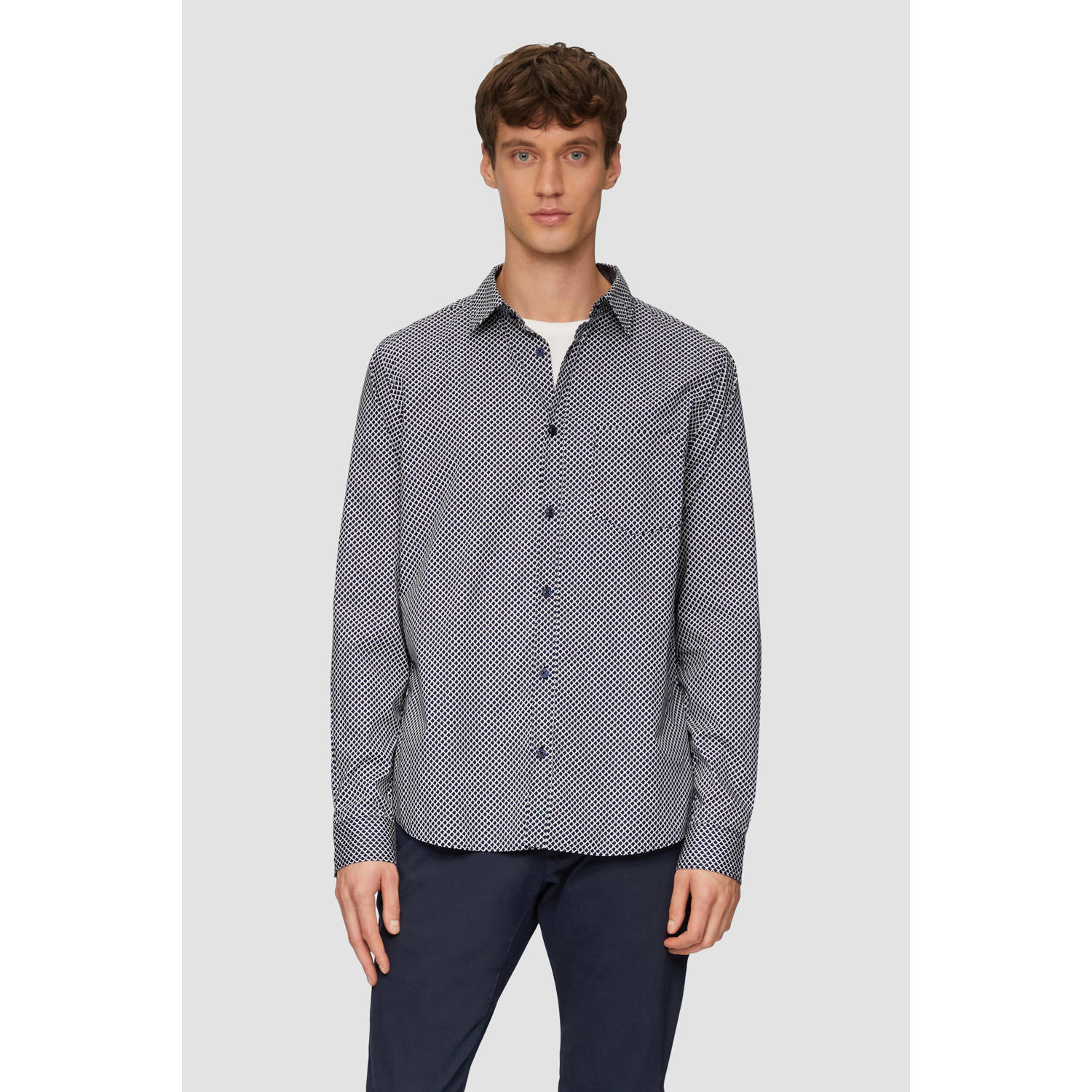 S.Oliver casual overhemd donkerblauw