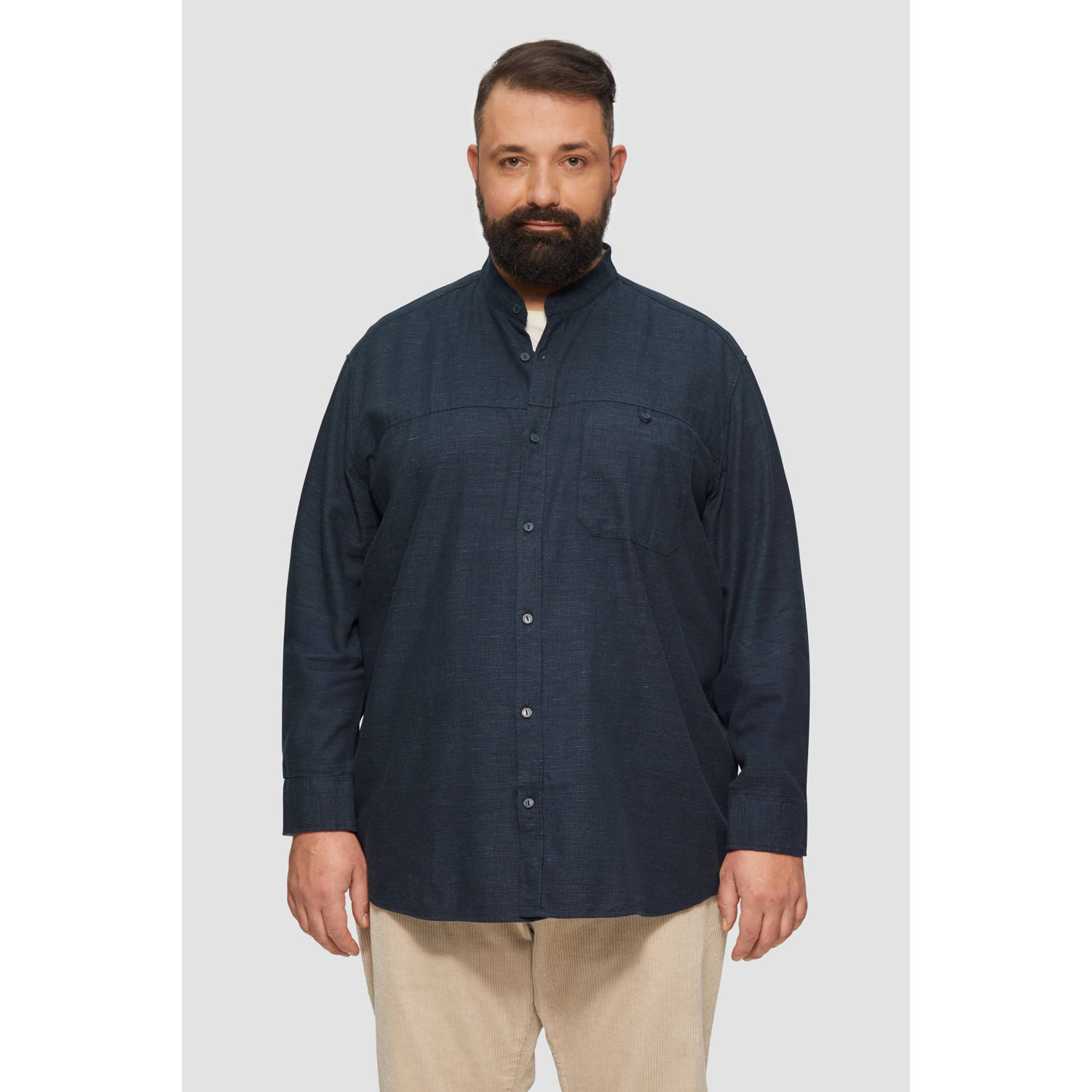 S.Oliver Big Size casual overhemd donkerblauw