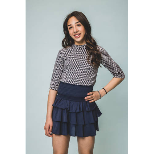 LOOXS 10sixteen top met col blauw fijn gebreid afbeelding