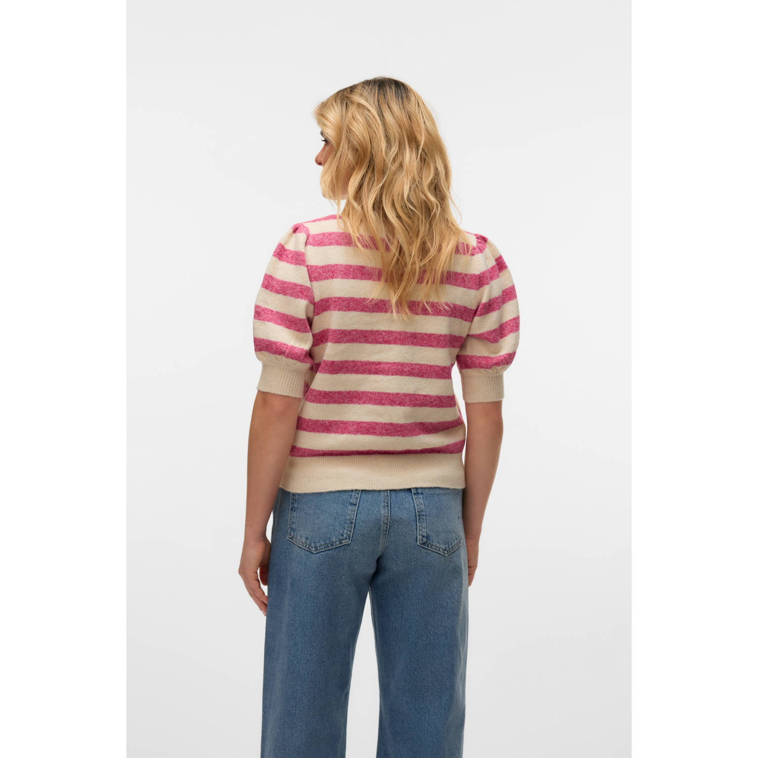 VERO MODA asymmetrische top trui roze gebreid