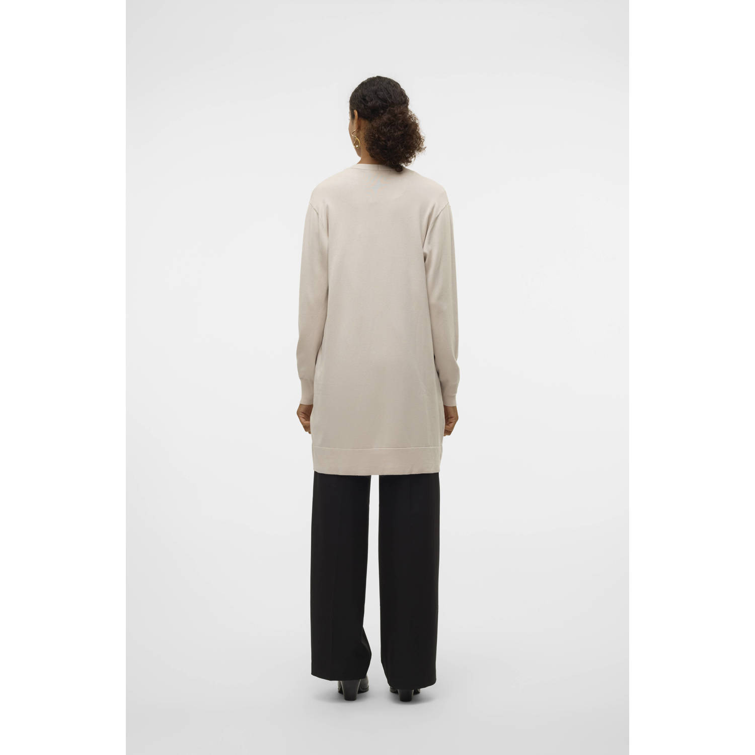 VERO MODA vest taupe fijn gebreid