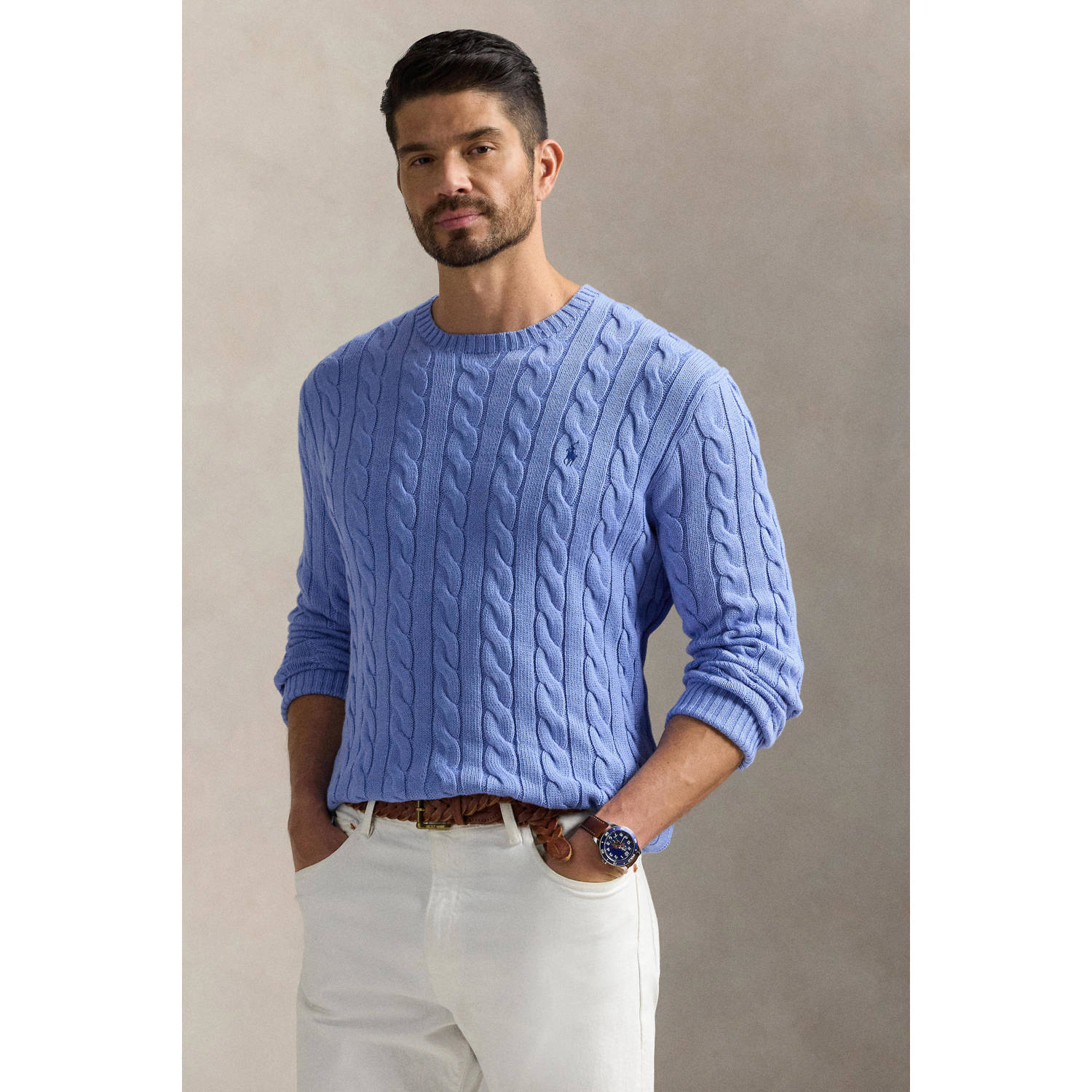 POLO Ralph Lauren Big & Tall trui met kabels lavendel