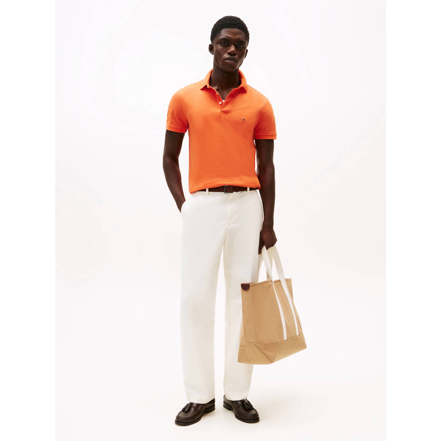 Tommy Hilfiger slim fit polo 1985 oranje