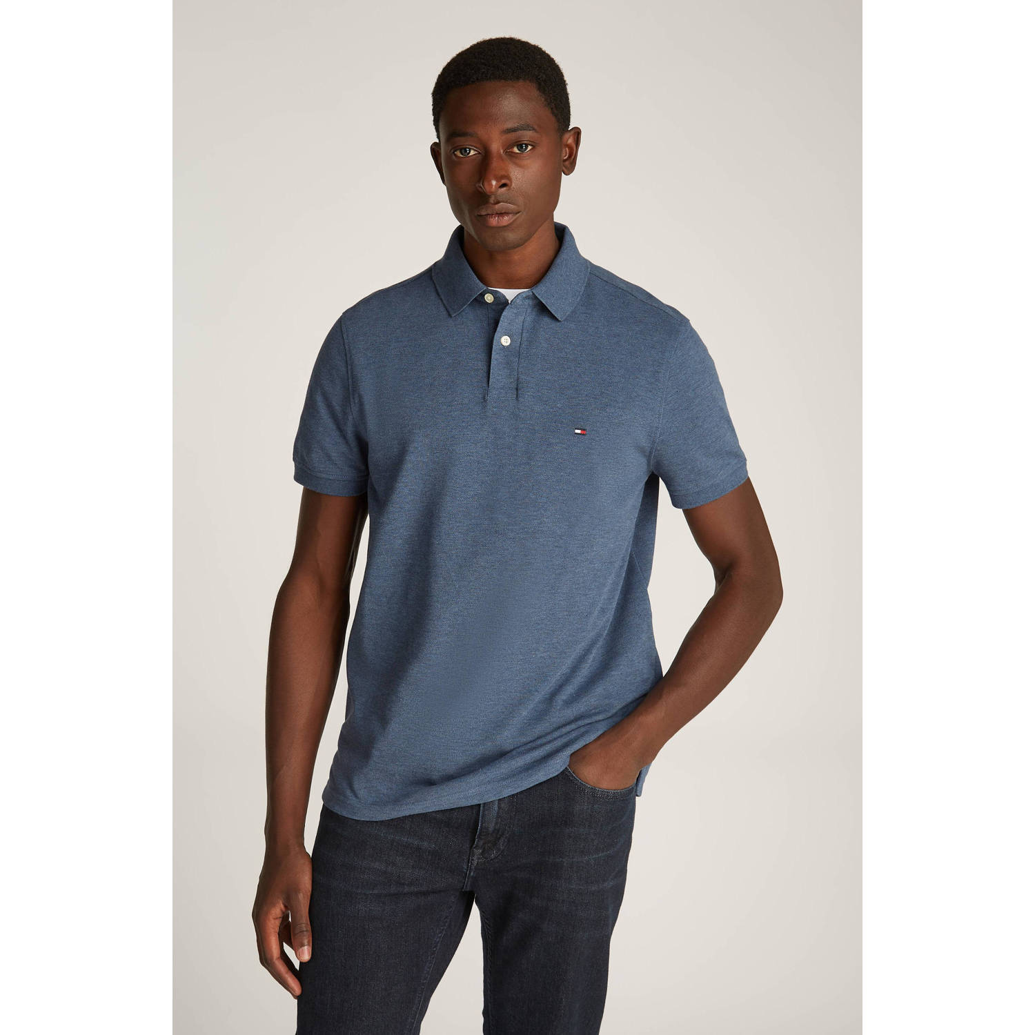 Tommy Hilfiger regular fit polo 1985 donkerblauw