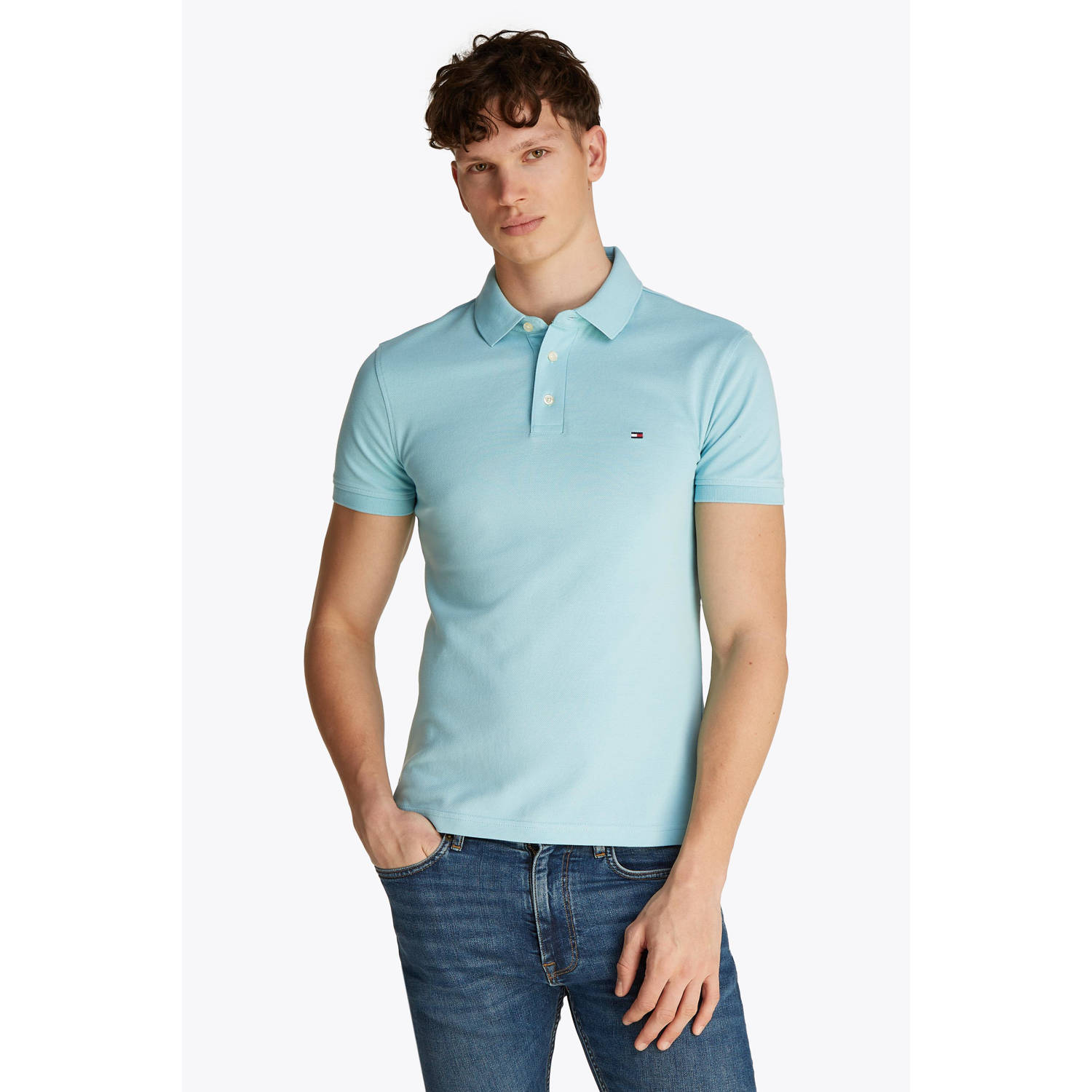 Tommy Hilfiger slim fit polo 1985 lichtblauw