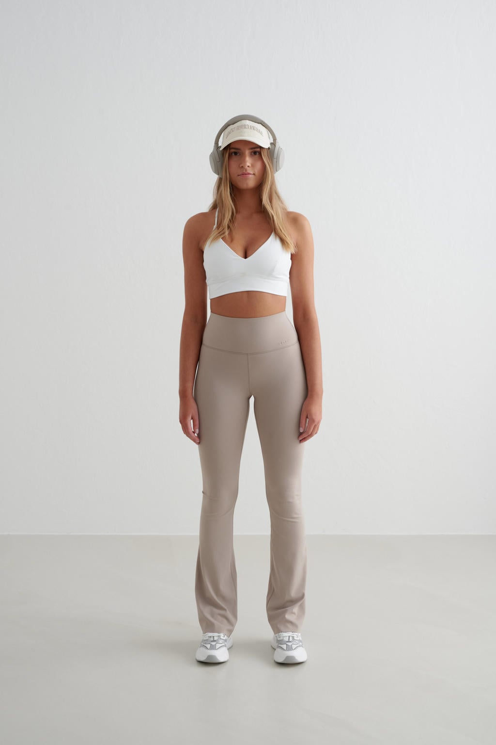 Beige dames Aim'n flared sportlegging Sense van polyester met regular waist