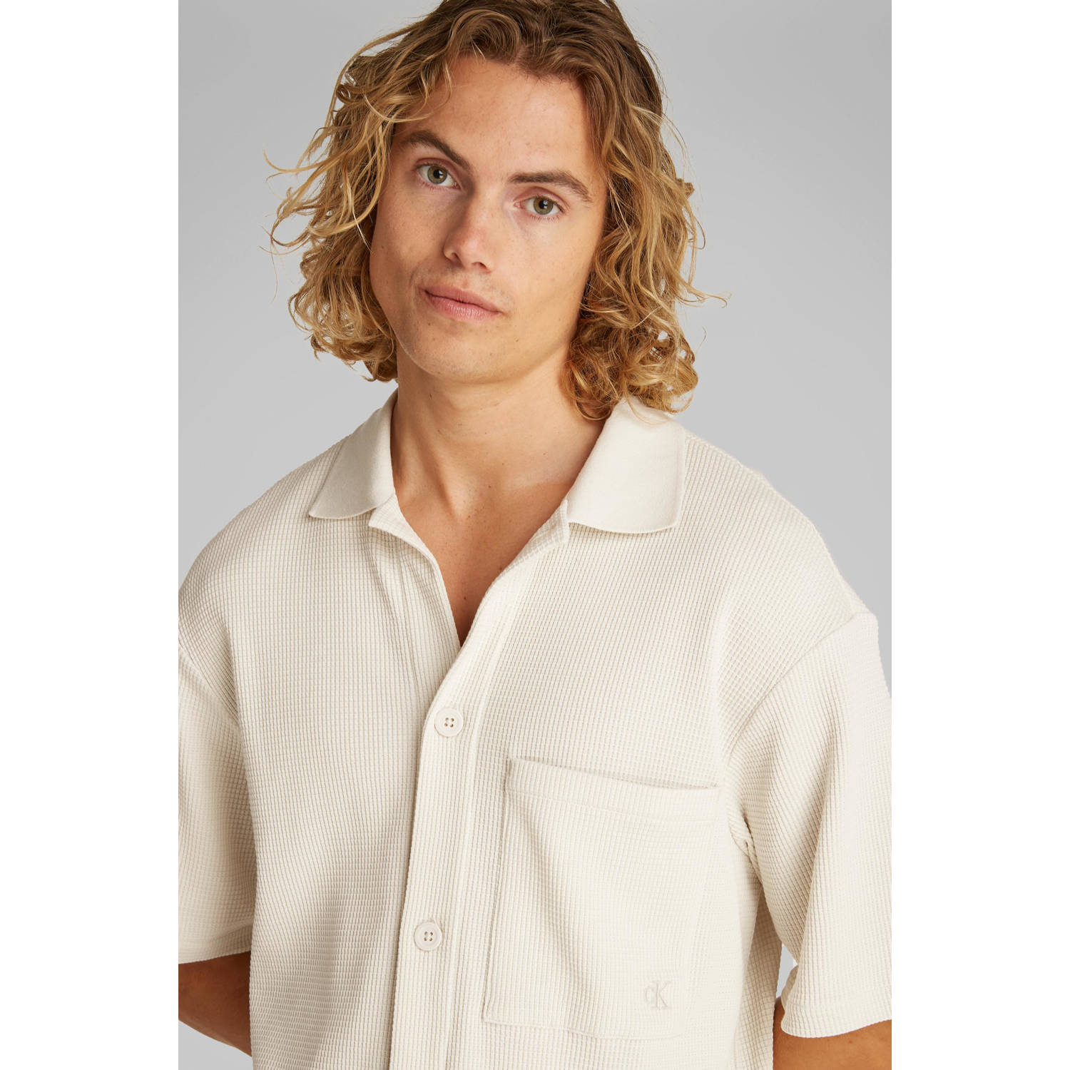 CALVIN KLEIN JEANS casual overhemd gebreid ecru