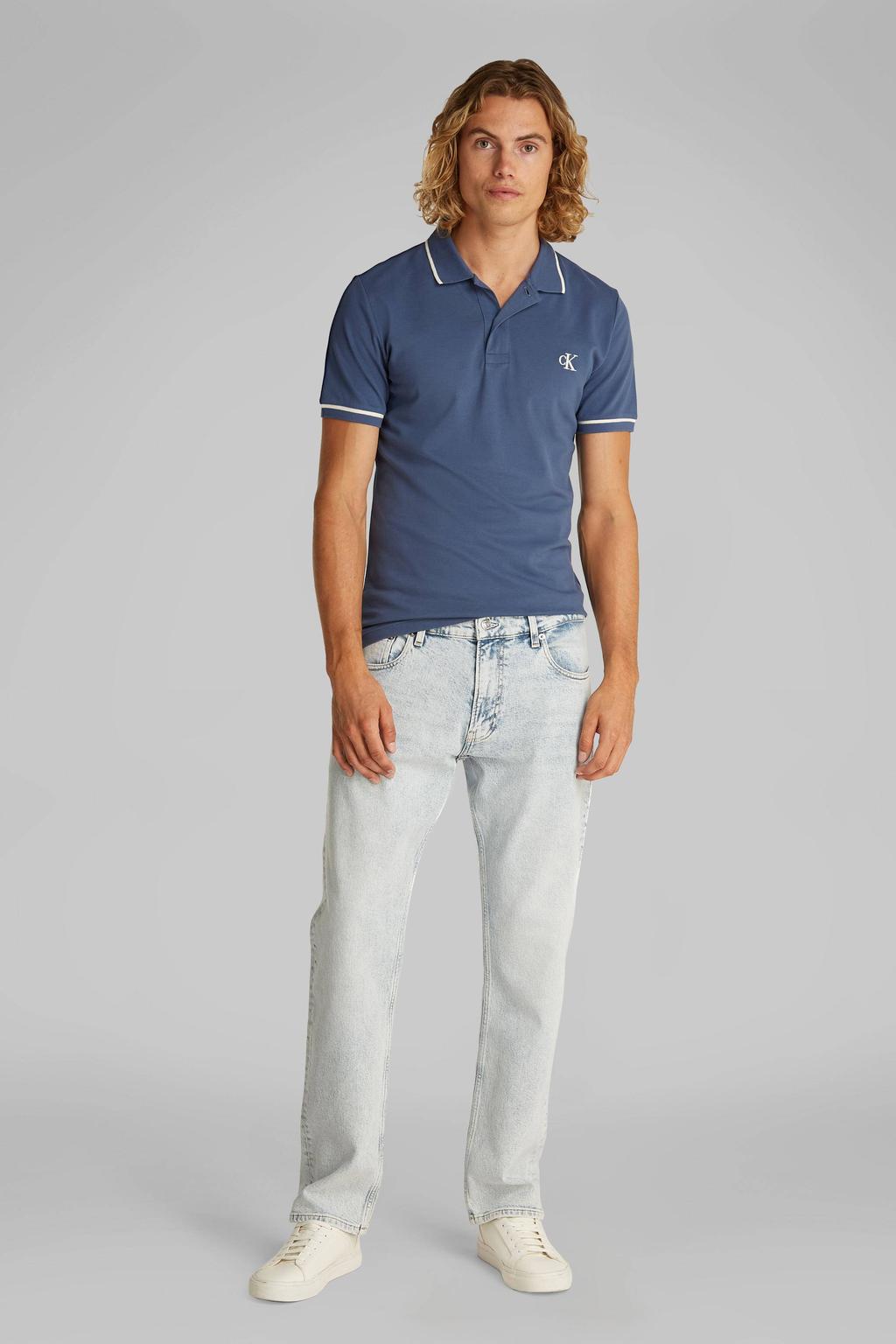 CALVIN KLEIN JEANS slim polo blauw