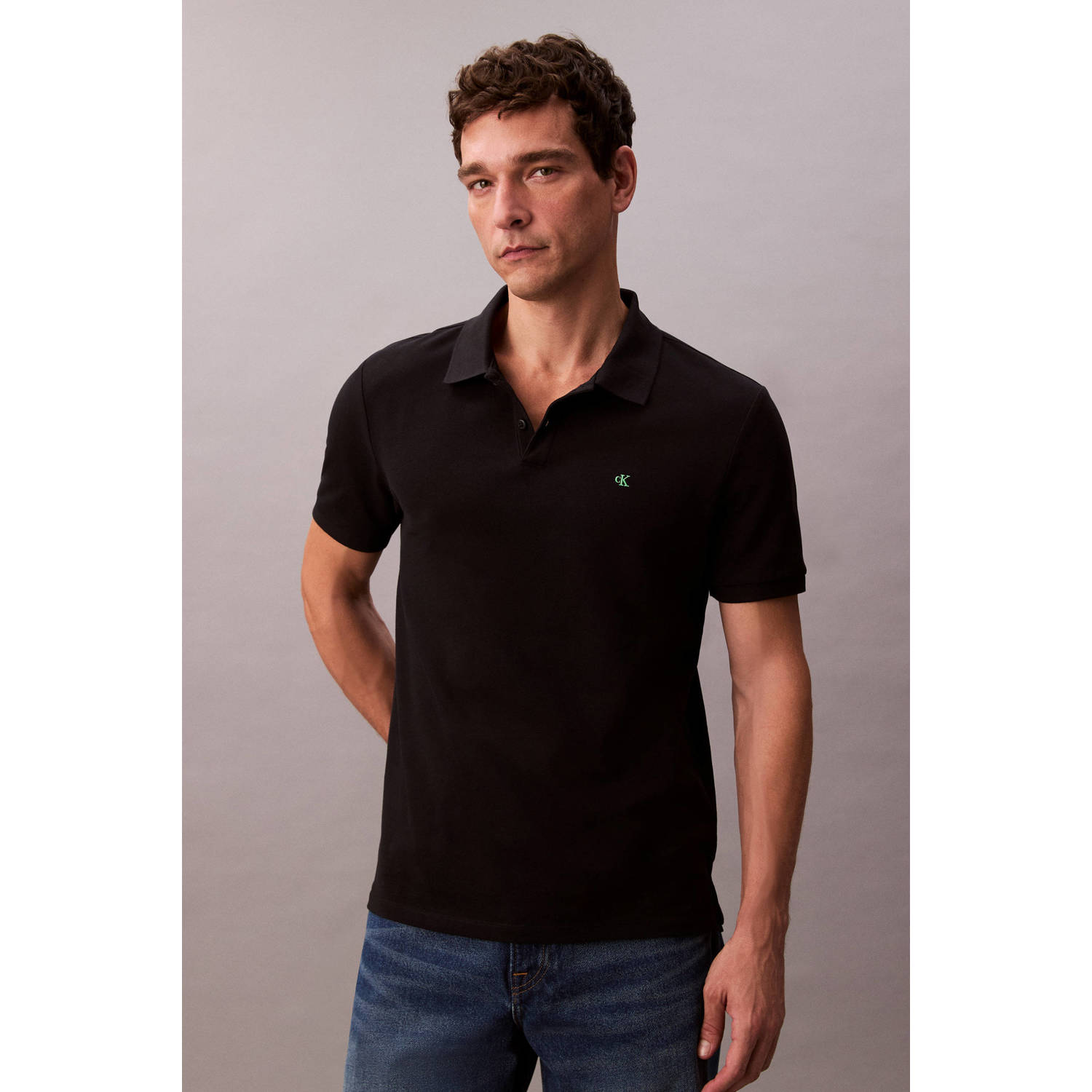Calvin Klein SS Monogram Piqué Polo Heren