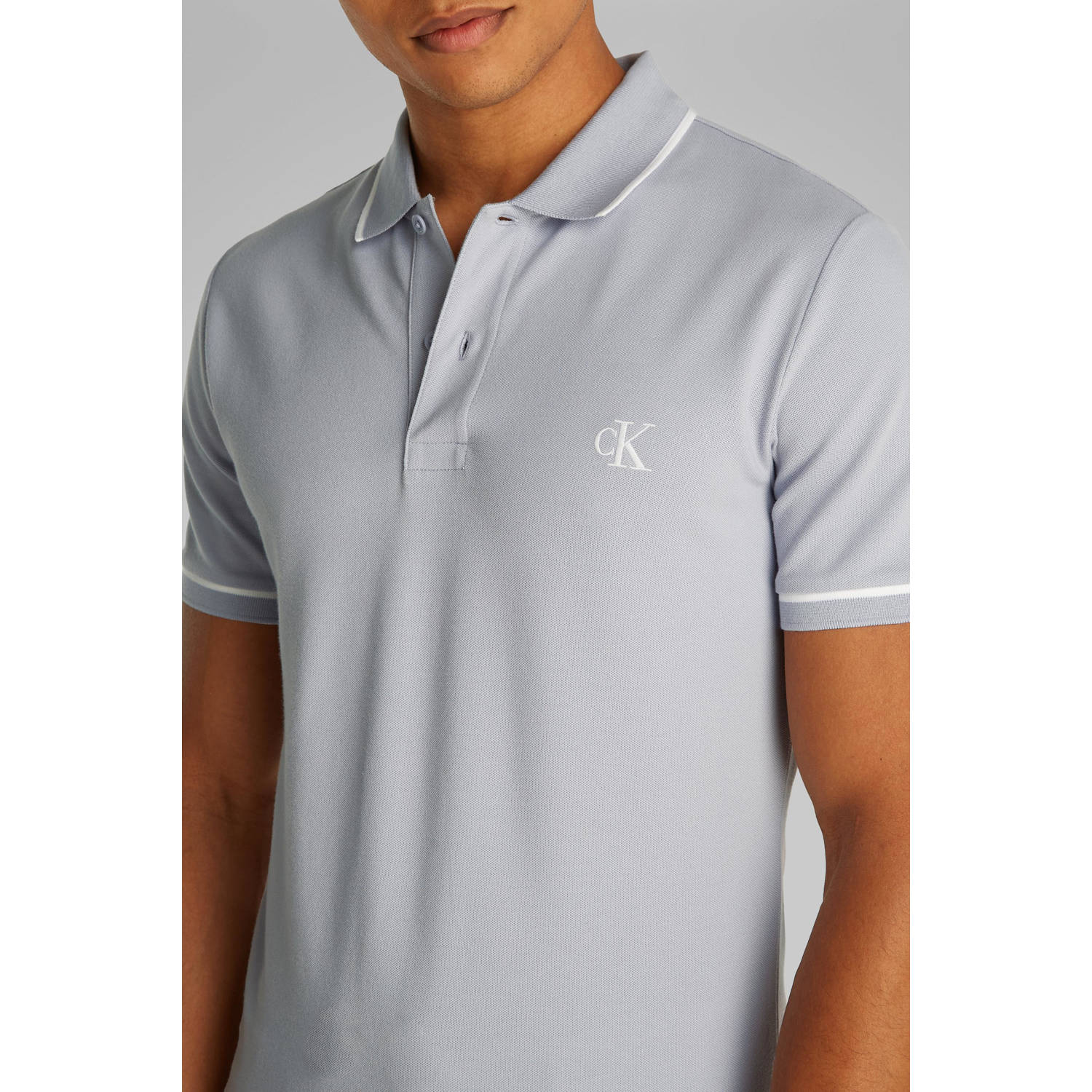 CALVIN KLEIN JEANS slim polo grijsblauw