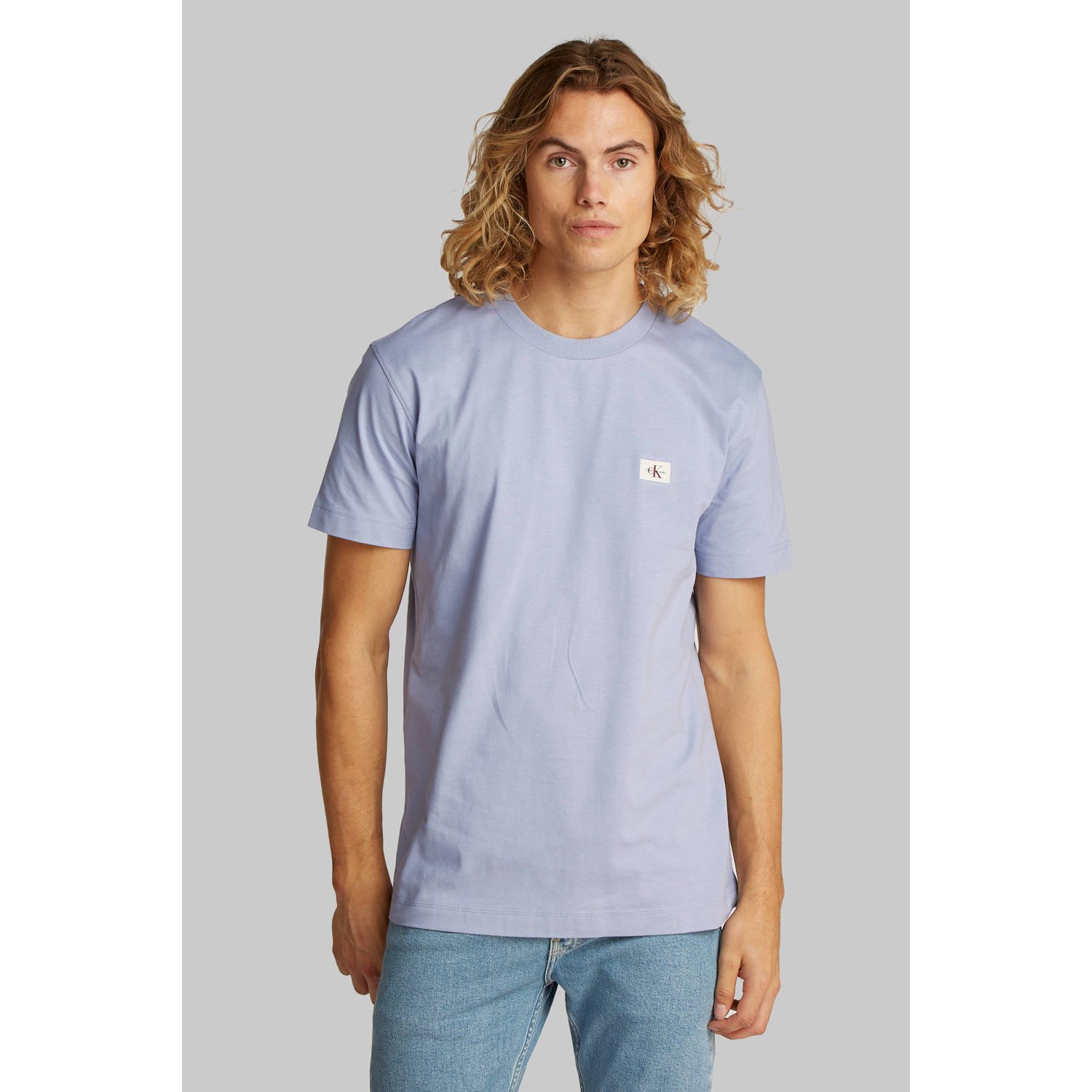 CALVIN KLEIN Heren Polo's & T-shirts Woven Label Regular Tee Blauw