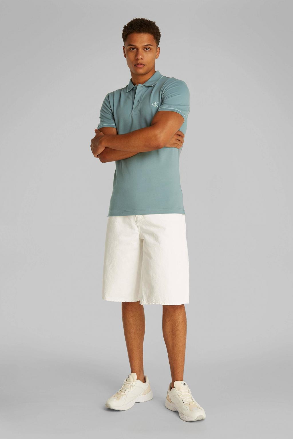 CALVIN KLEIN JEANS slim polo grijsblauw