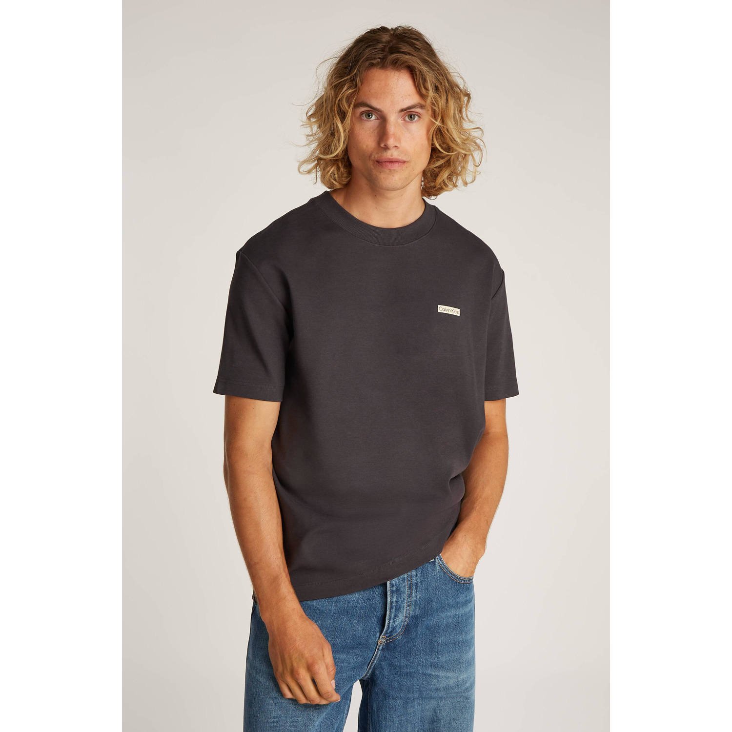 CALVIN KLEIN Heren Polo's & T-shirts Label Tee Zwart