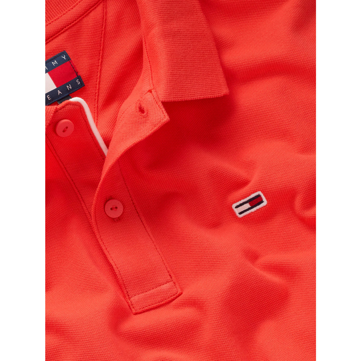 Tommy Jeans slim polo koraalrood