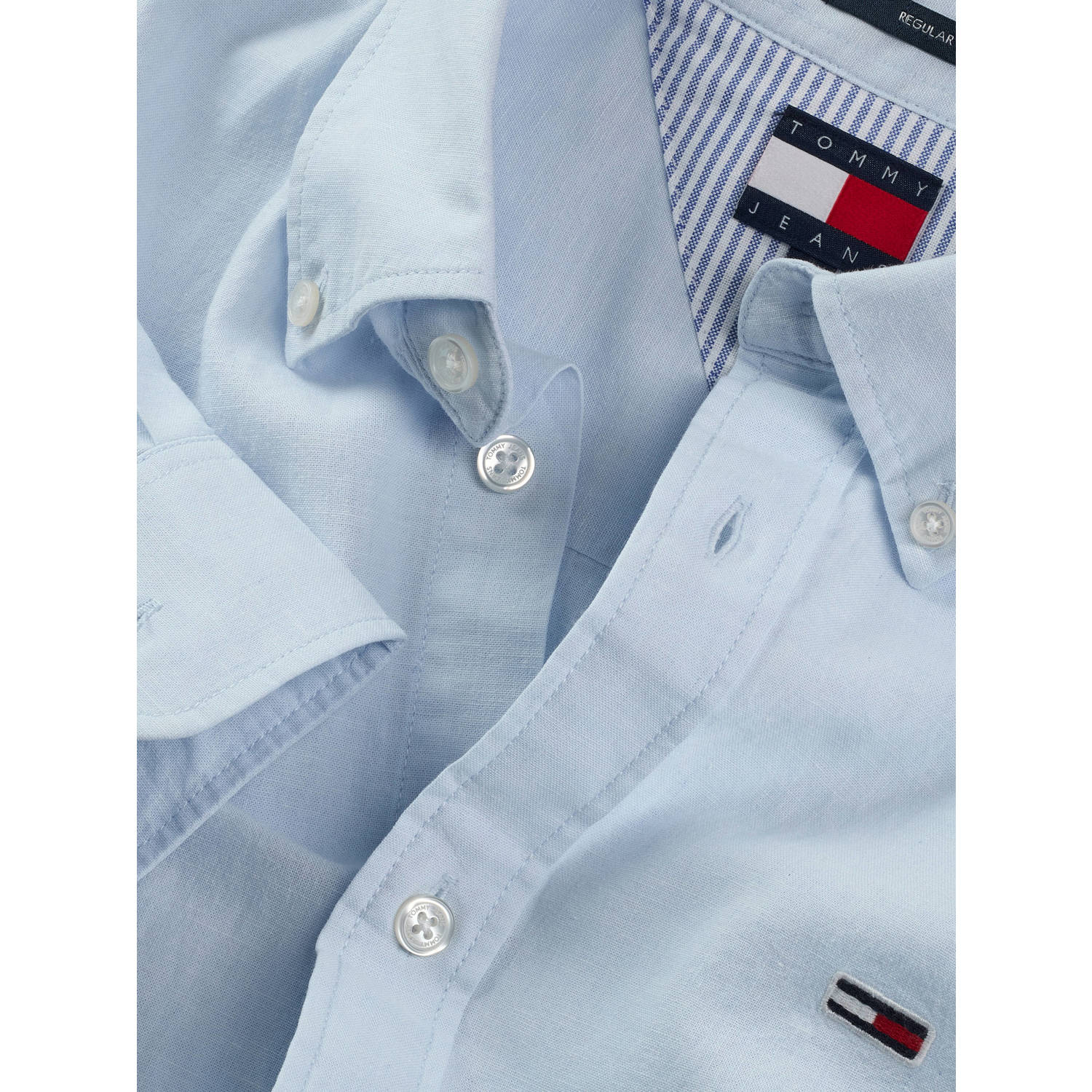 Tommy Jeans linnen casual overhemd lichtblauw