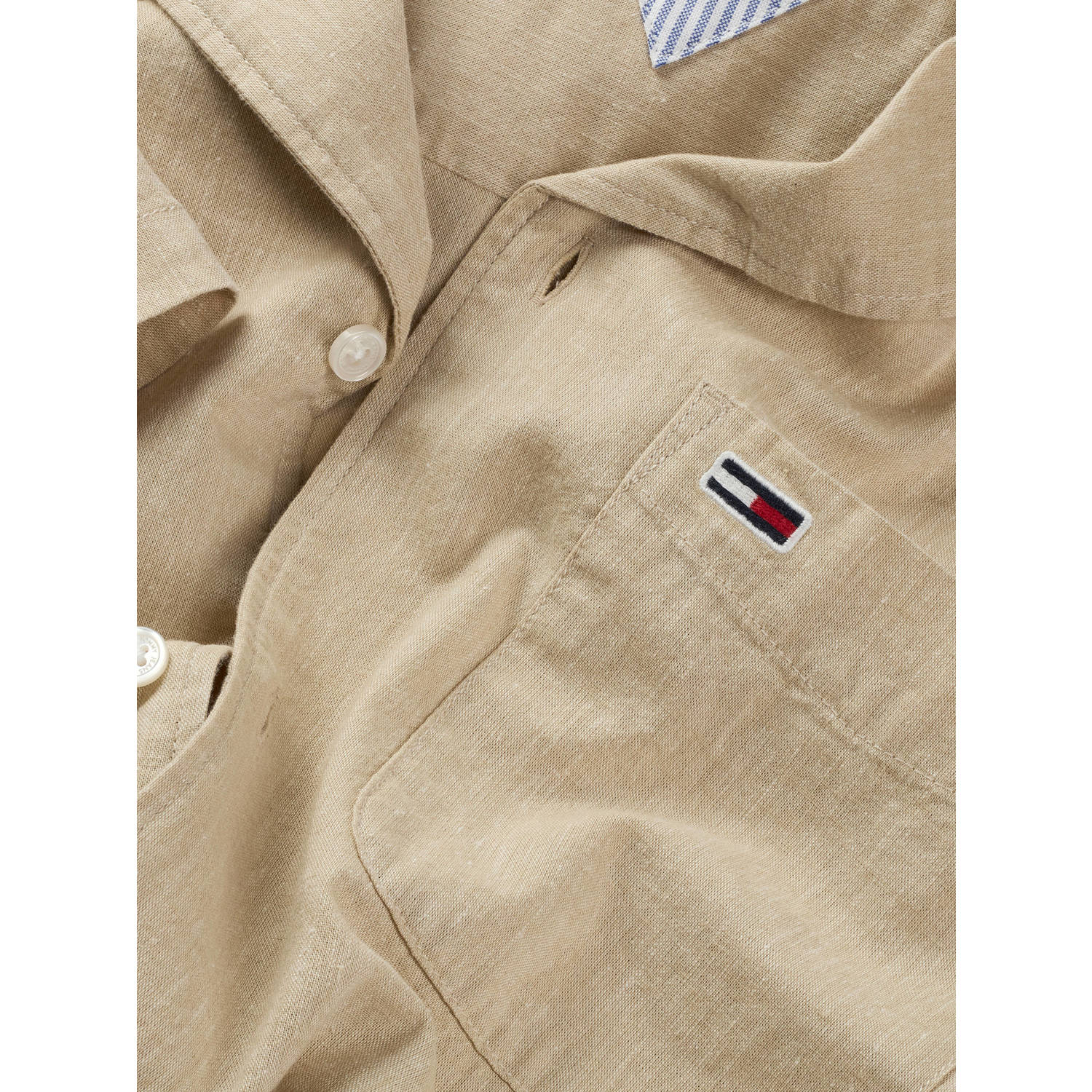 Tommy Jeans regular fit overhemd met linnen beige
