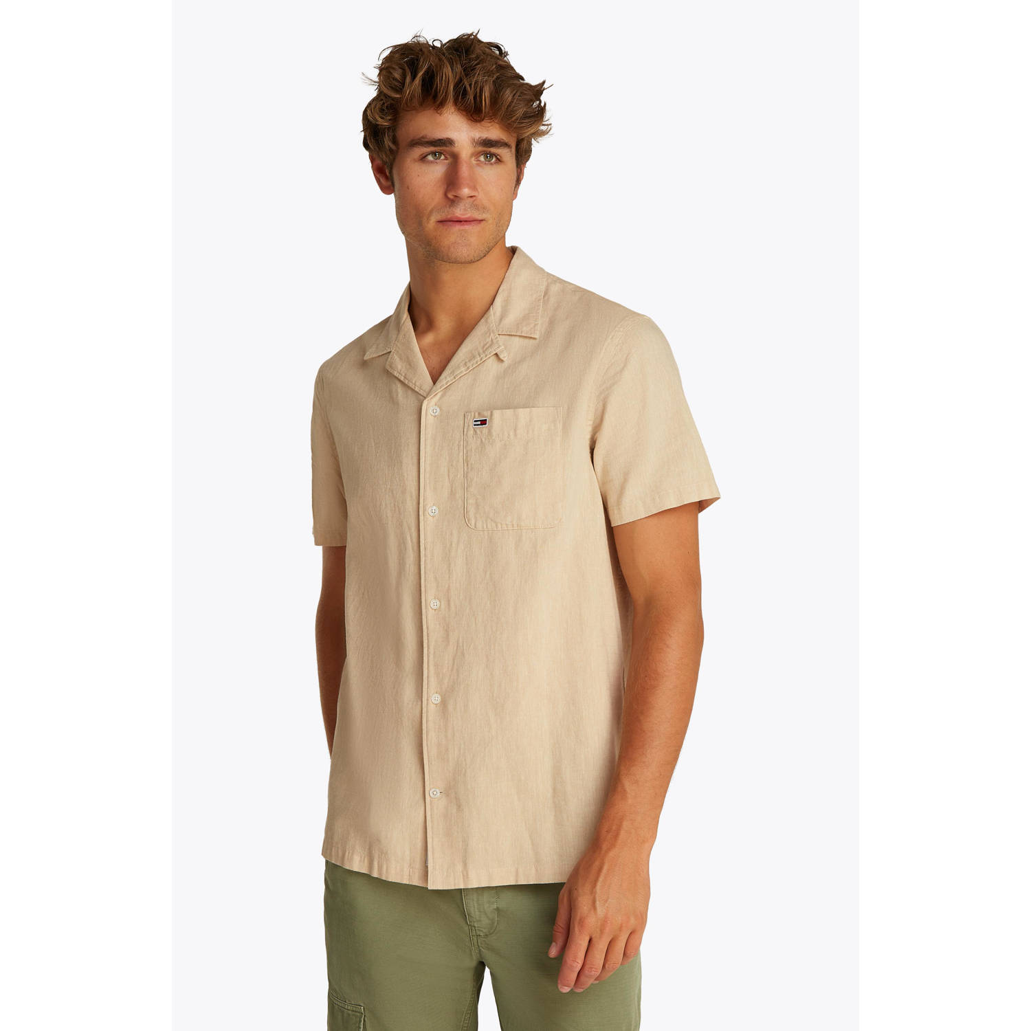 Tommy Hilfiger Regular Fit Linnen Blend SS Overhemd Heren