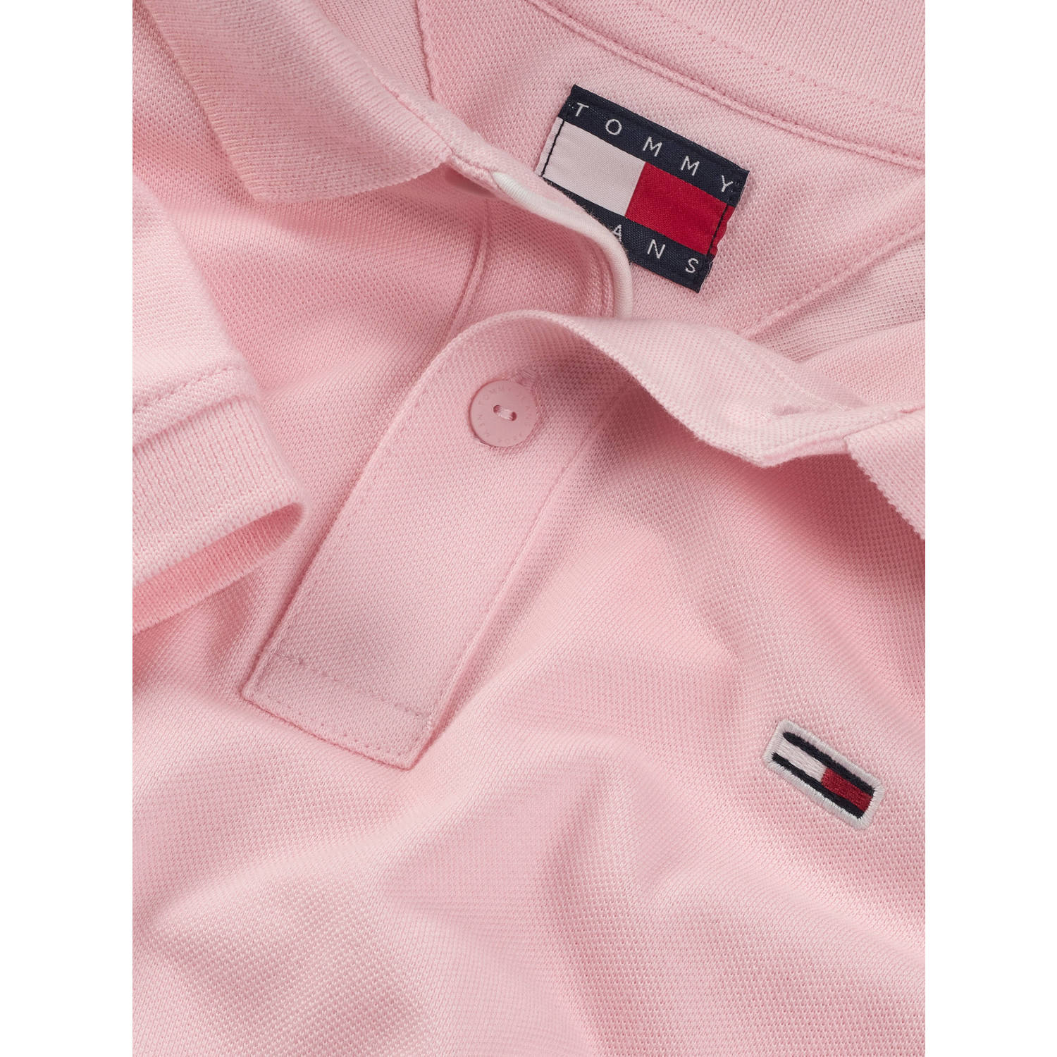 Tommy Jeans slim polo roze