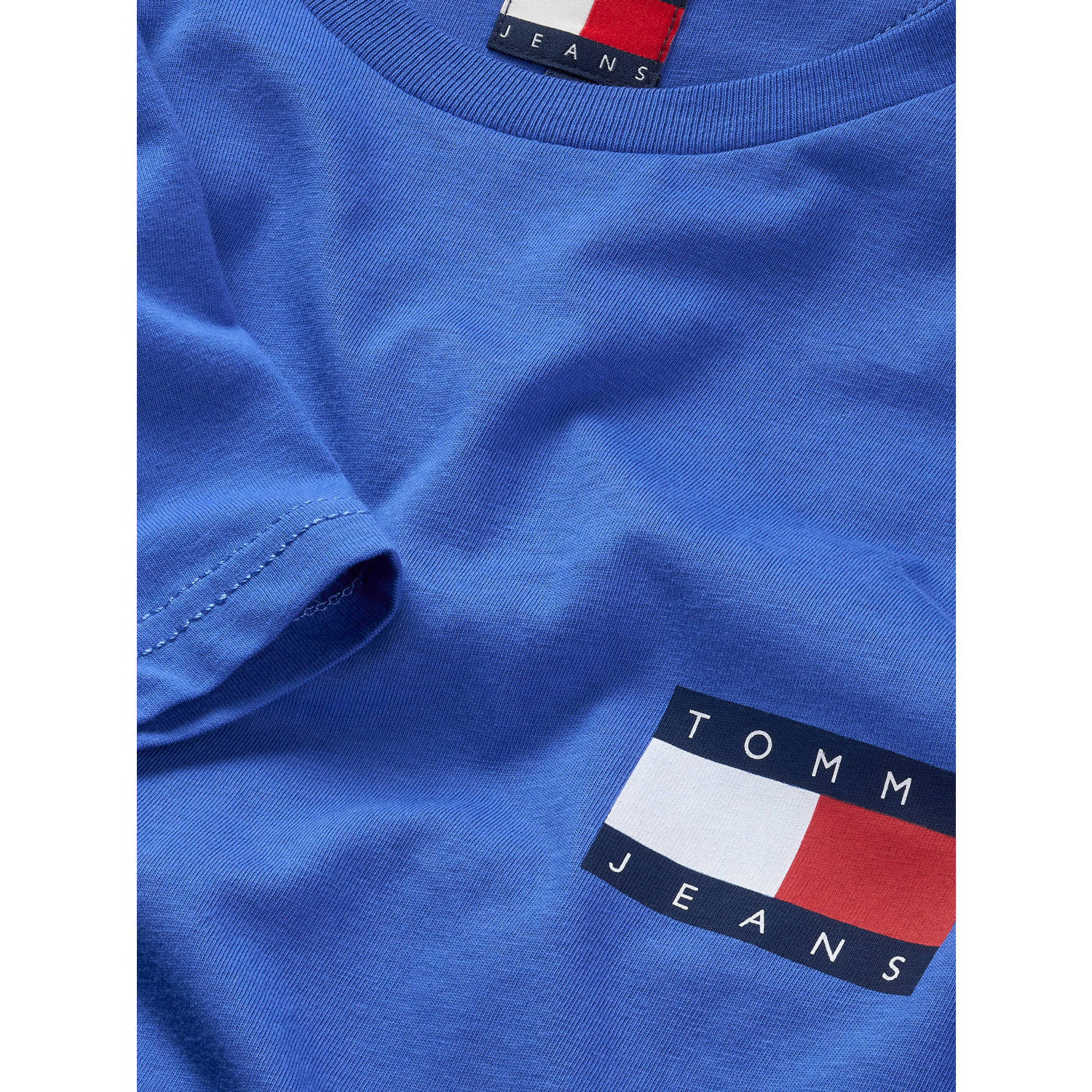 Tommy Jeans slim fit T-shirt ESSENTIAL FLAG blauw