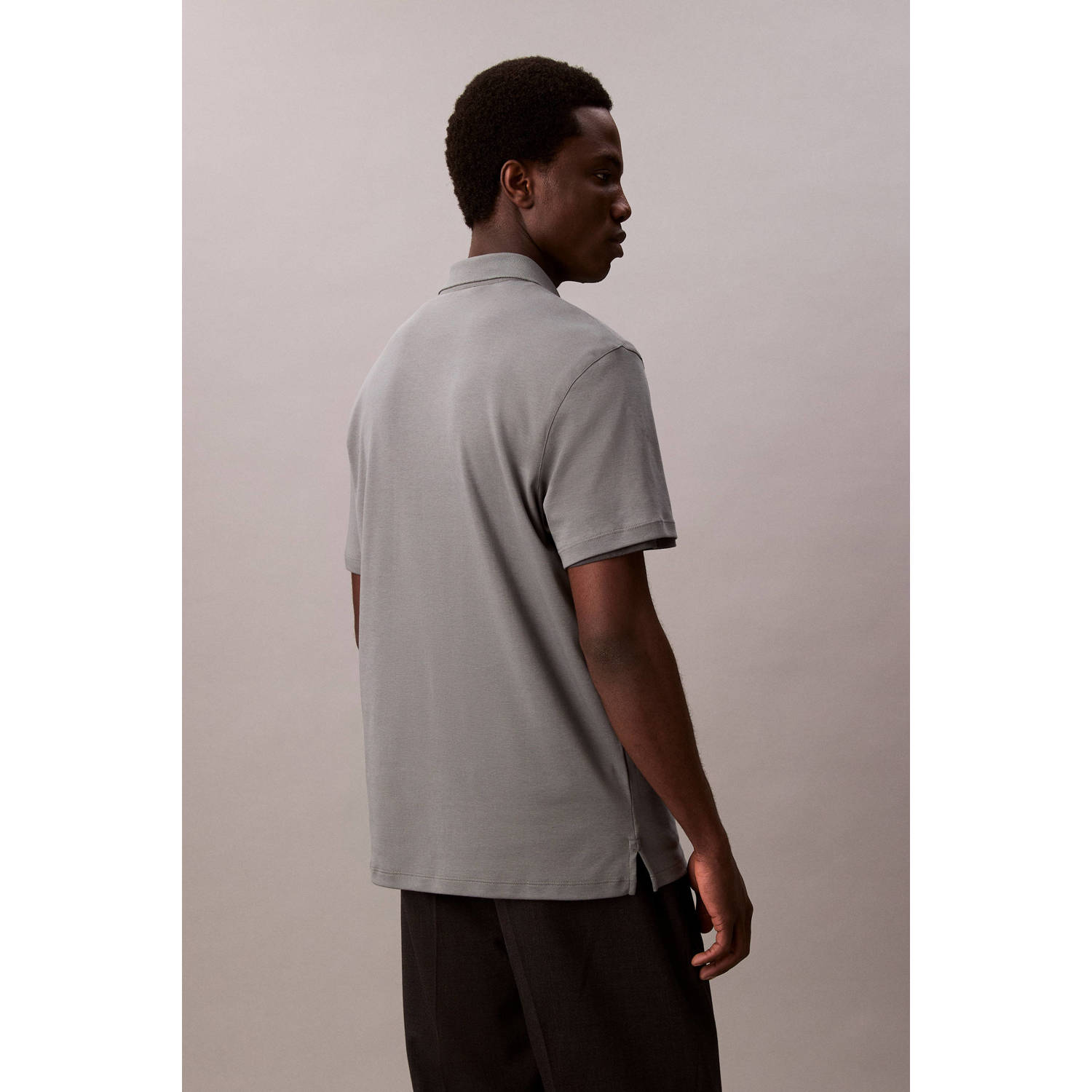 Calvin Klein regular polo SUPIMA grijs