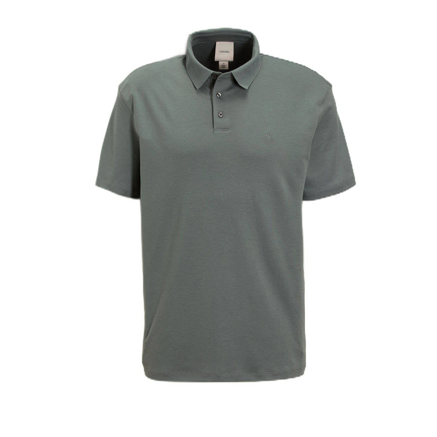 CALVIN KLEIN Heren Polo's & T-shirts Ss Supima Chest Emb Grijs
