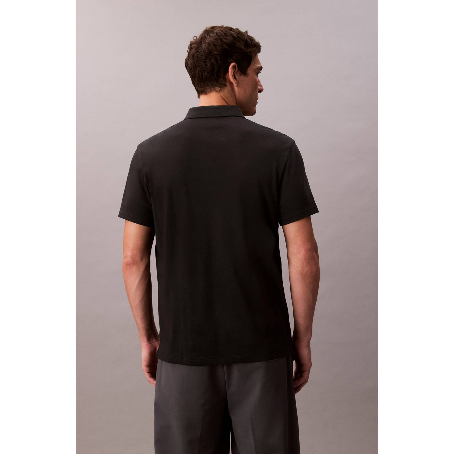 Calvin Klein regular polo SUPIMA zwart