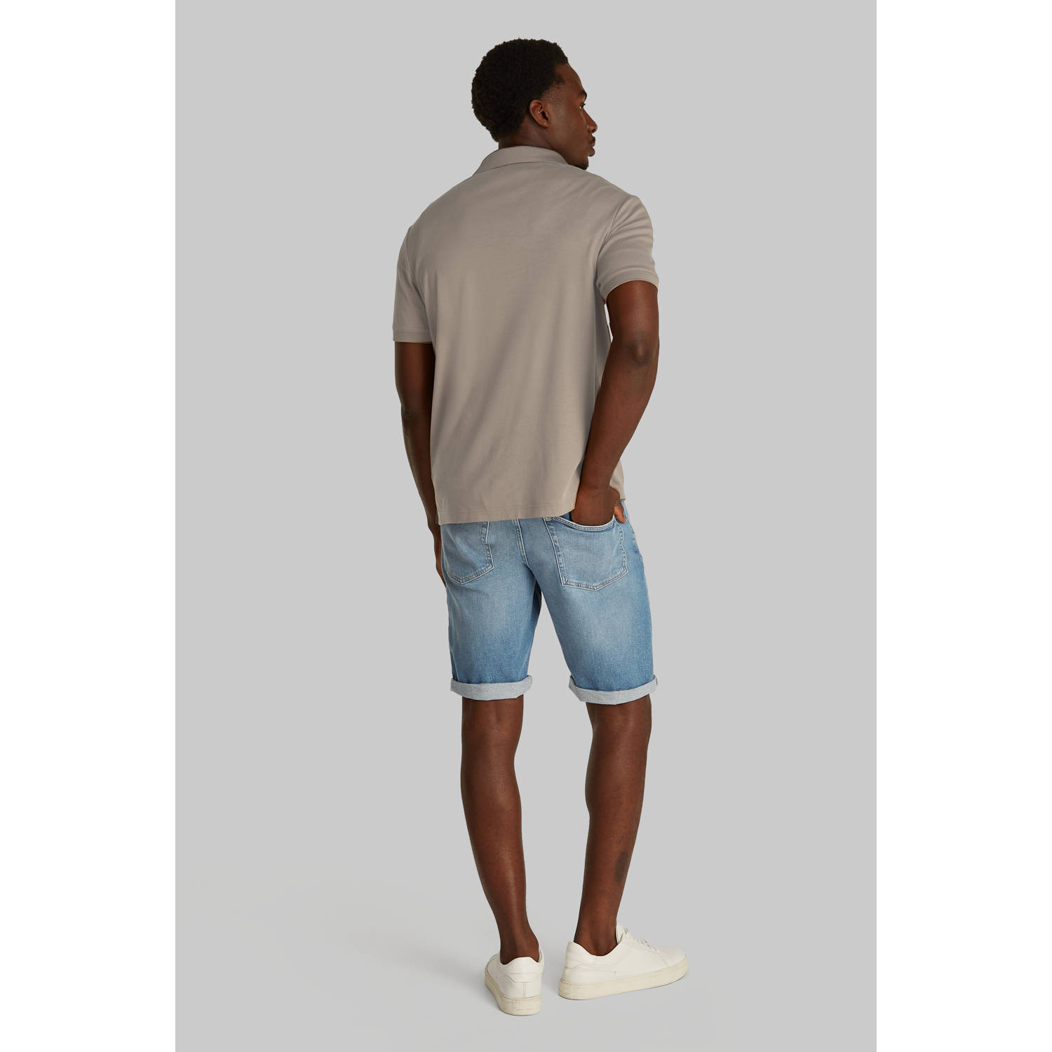 Calvin Klein regular polo gebreid taupe