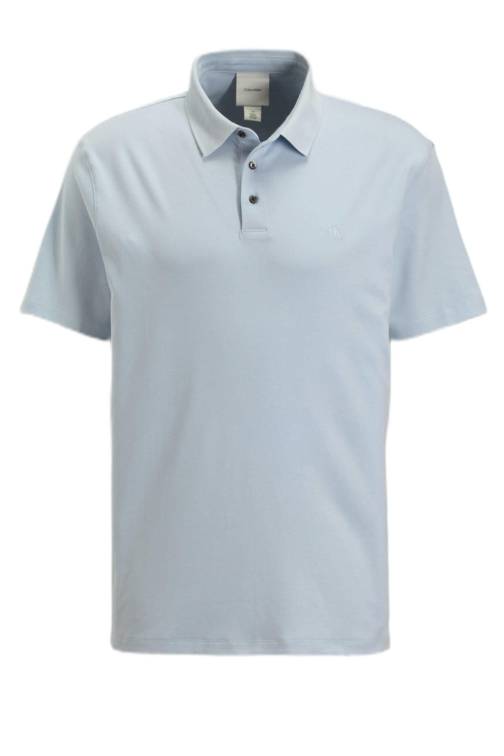 Blauwe heren Calvin Klein regular polo van katoen met effen, korte mouwen, klassieke kraag en knoopsluiting