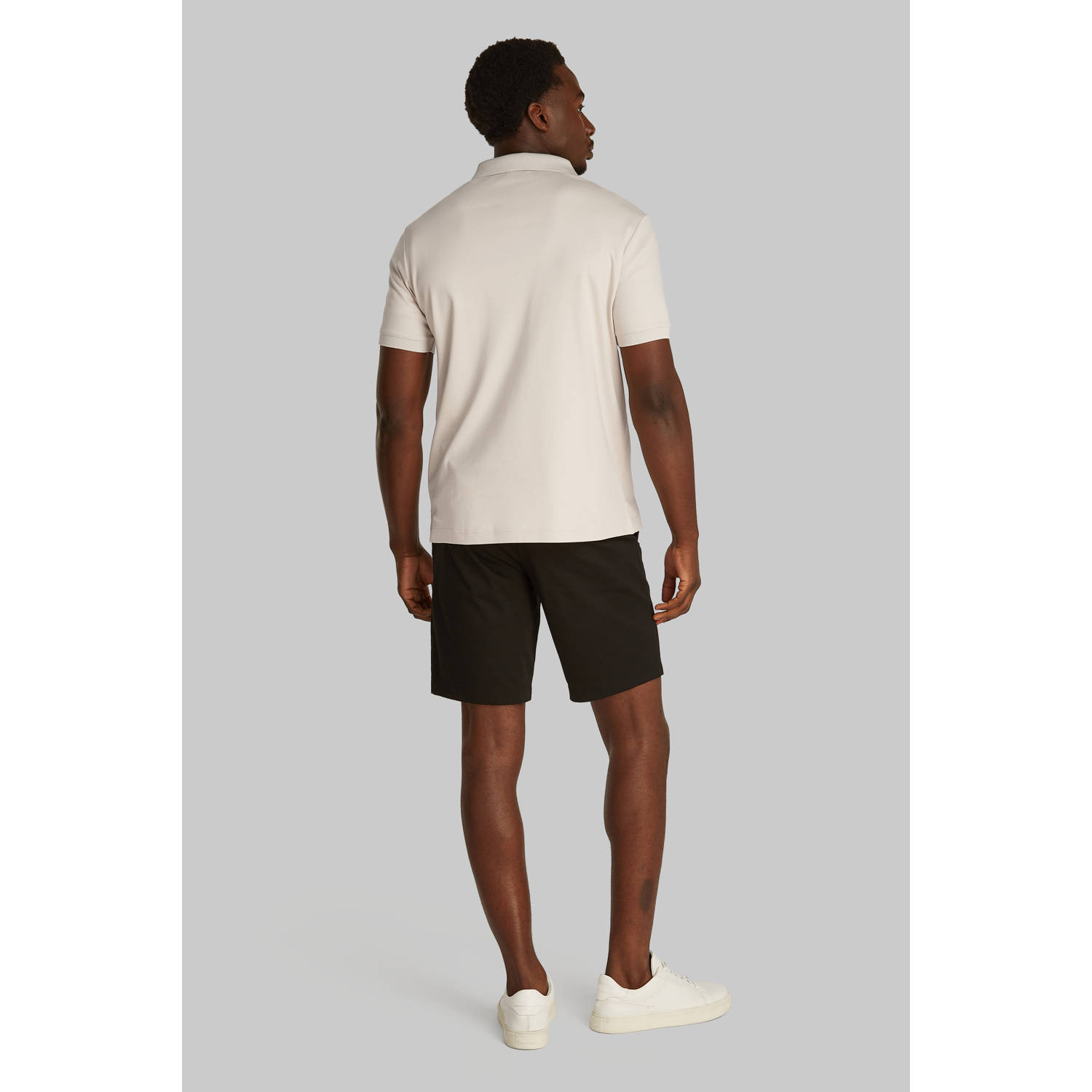 Calvin Klein regular polo gebreid ecru