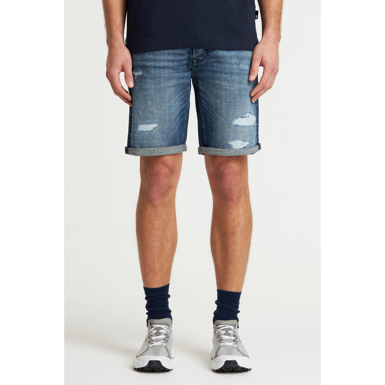 CHASIN' slim denim short dark blue denim