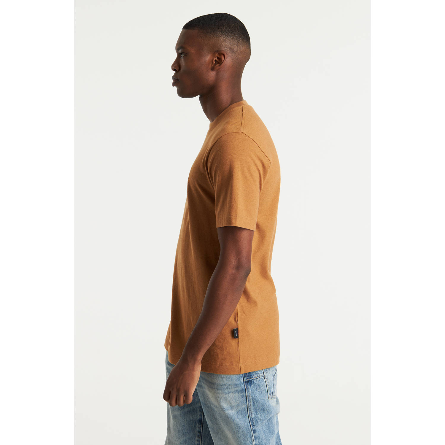CHASIN' regular fit t-shirt ETHAN met linnen bruin