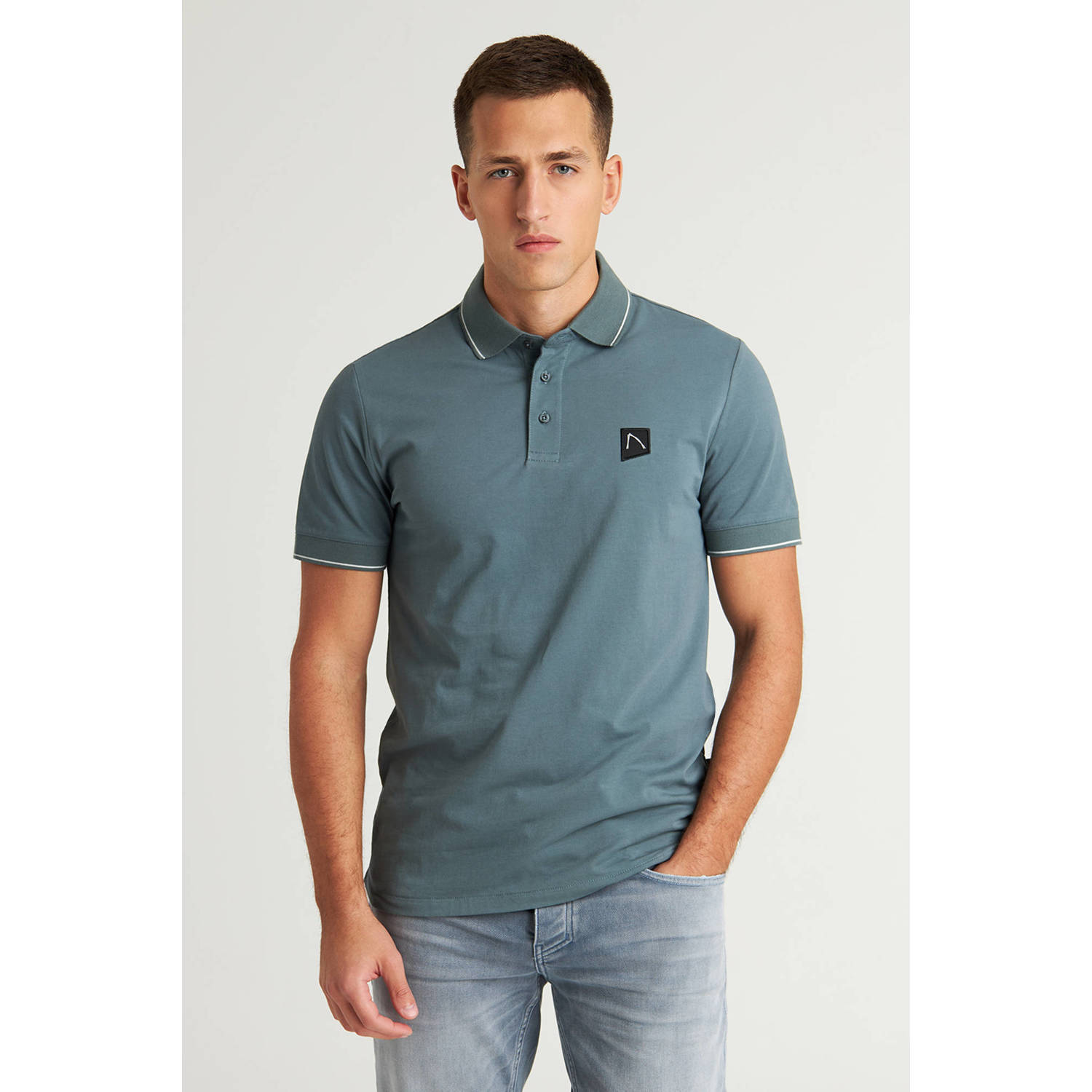 CHASIN' regular polo grijsgroen
