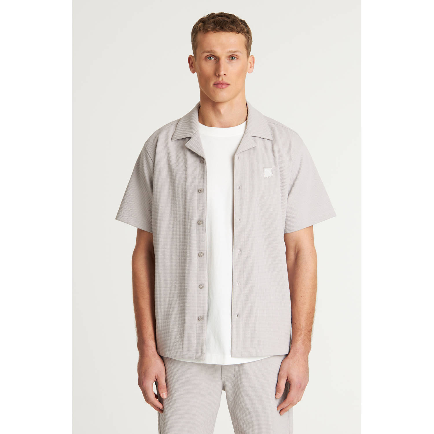 CHASIN' overshirt met textuur lichtgrijs