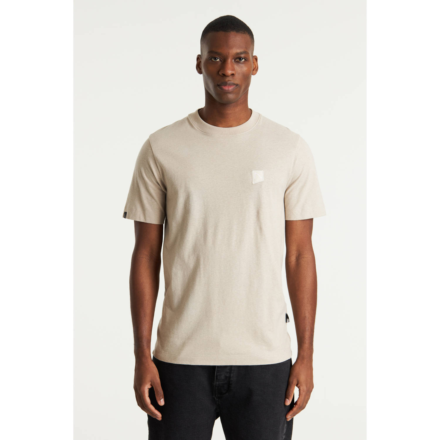 CHASIN' regular fit t-shirt ETHAN met linnen beige