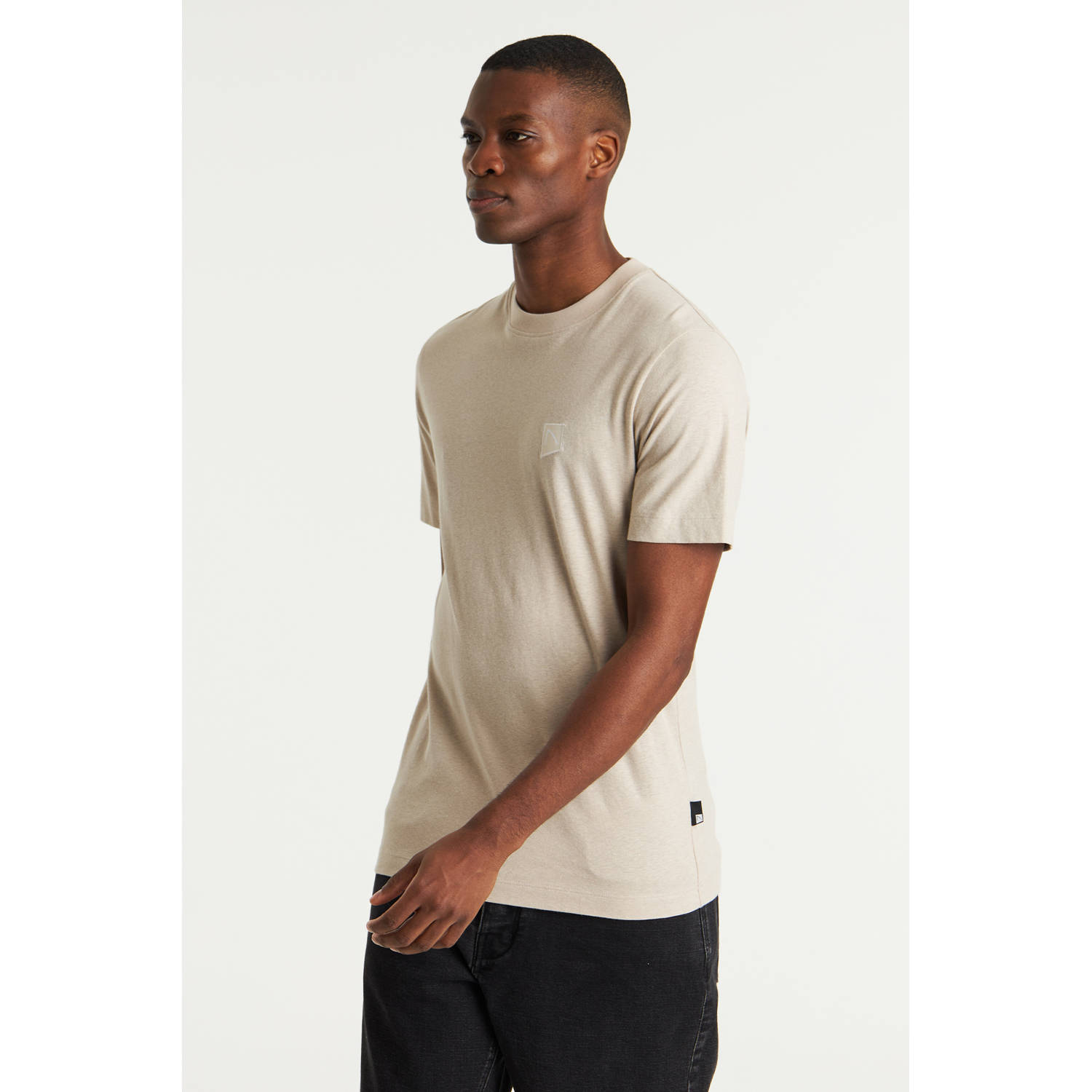 CHASIN' regular fit t-shirt ETHAN met linnen beige