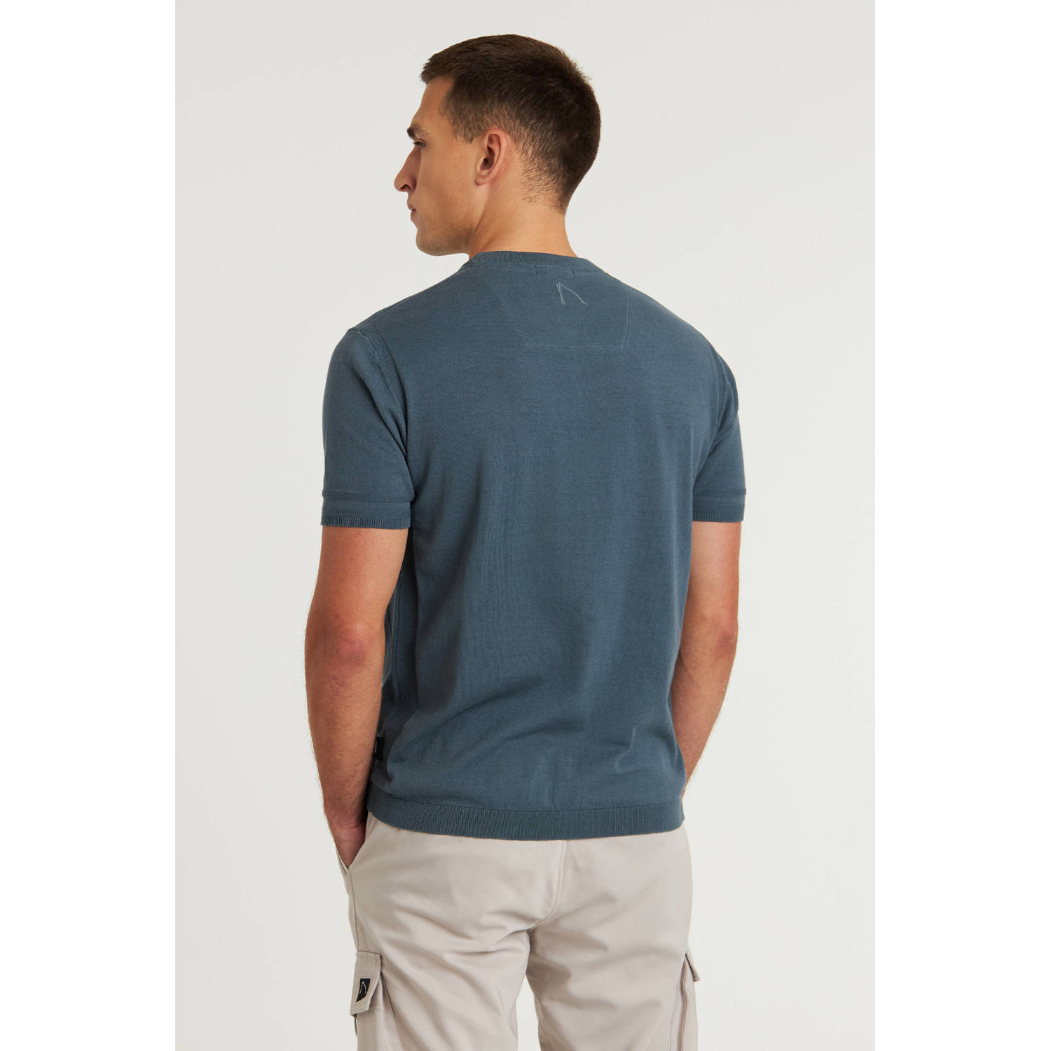 CHASIN' T-shirt fijn gebreid blauw