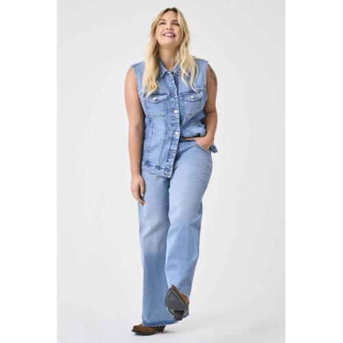 ONLY CARMAKOMA high waist wide leg jeans medium blue denim afbeelding