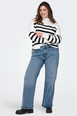 high waist wide leg jeans medium blue denim