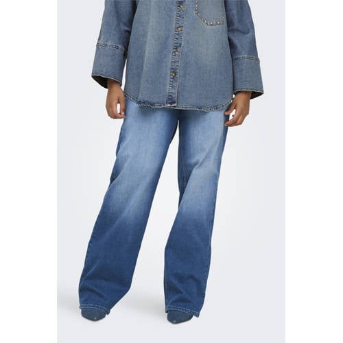ONLY CARMAKOMA high waist wide leg jeans medium blue denim afbeelding
