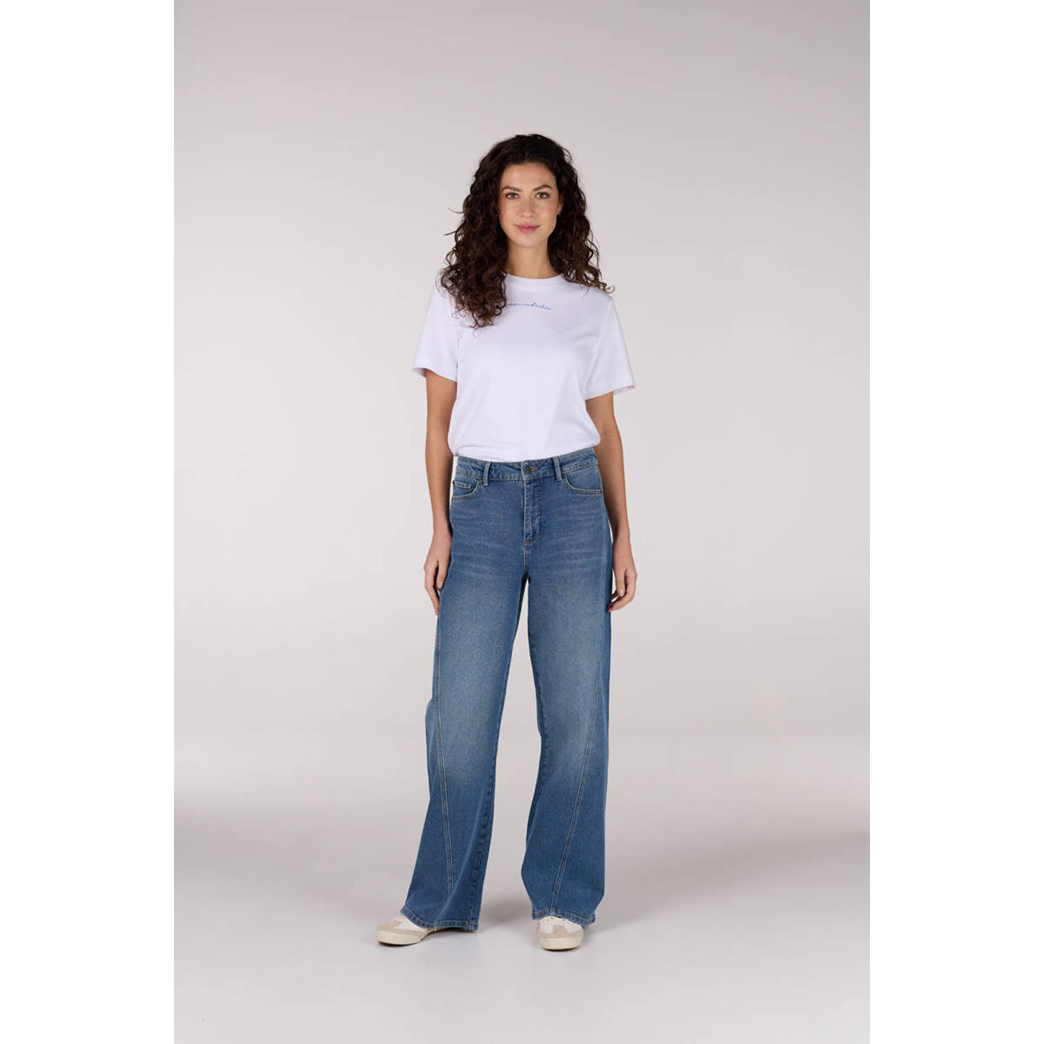 JANSEN Amsterdam high waist wide leg jeans medium blue denim