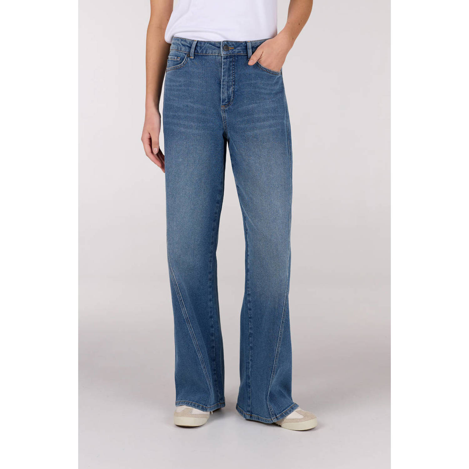 JANSEN Amsterdam high waist wide leg jeans medium blue denim