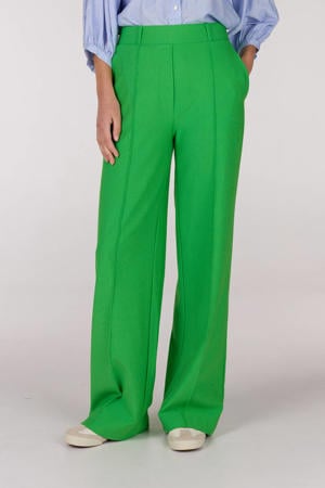 wide leg high waist pantalon groen