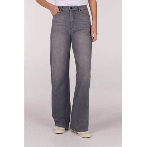 JANSEN Amsterdam high waist wide leg jeans grey denim afbeelding