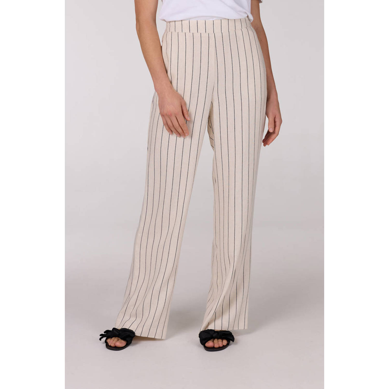 JANSEN Amsterdam wide leg regular waist casual broek ecru