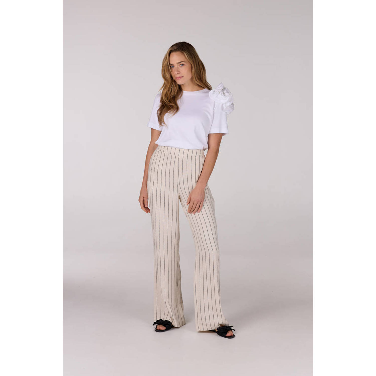 JANSEN Amsterdam wide leg regular waist casual broek ecru