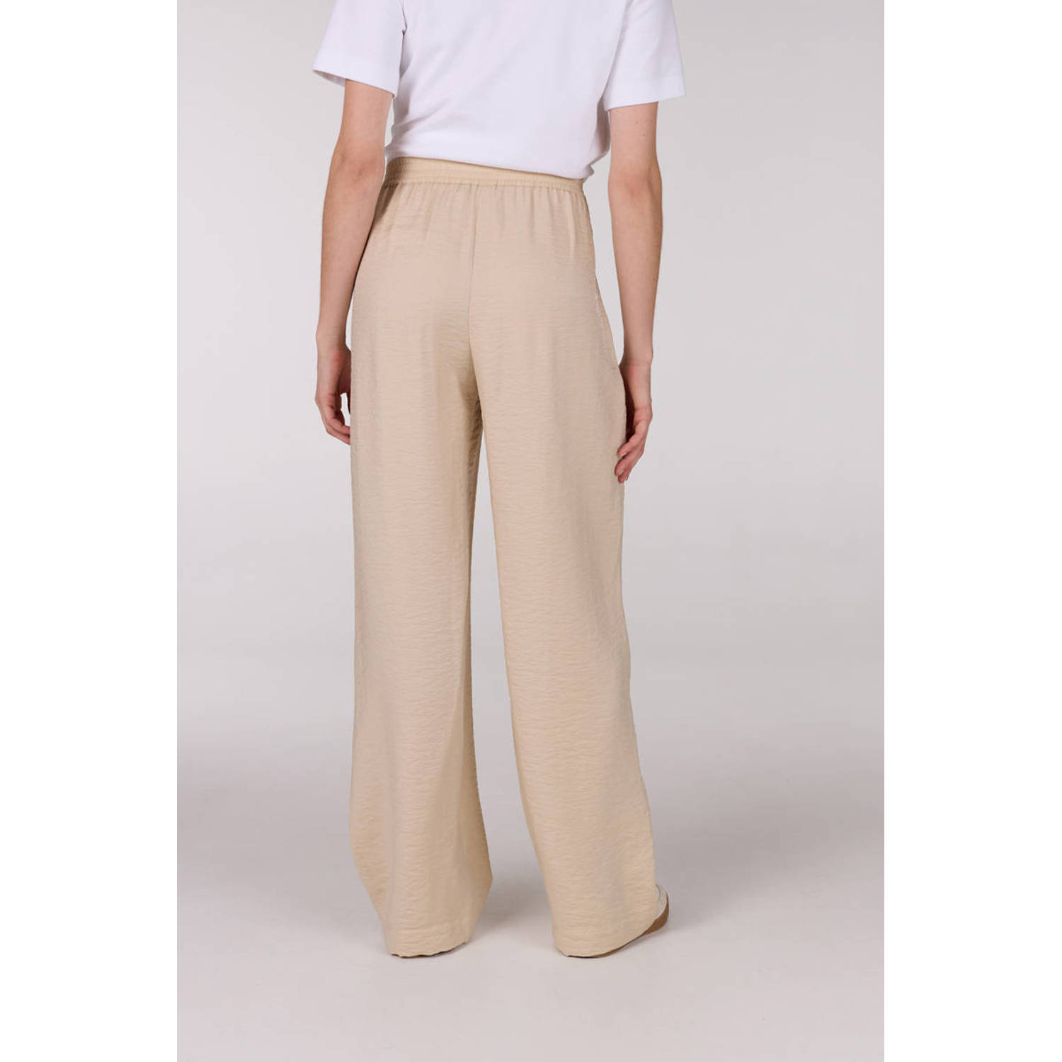 JANSEN Amsterdam wide leg regular waist casual broek zand