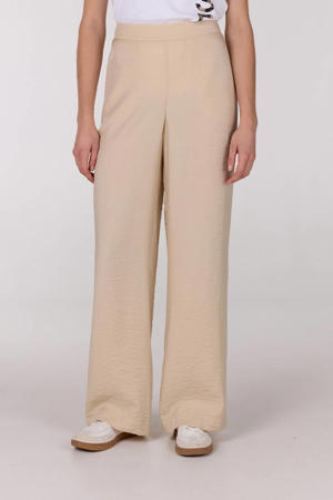 wide leg regular waist casual broek zand
