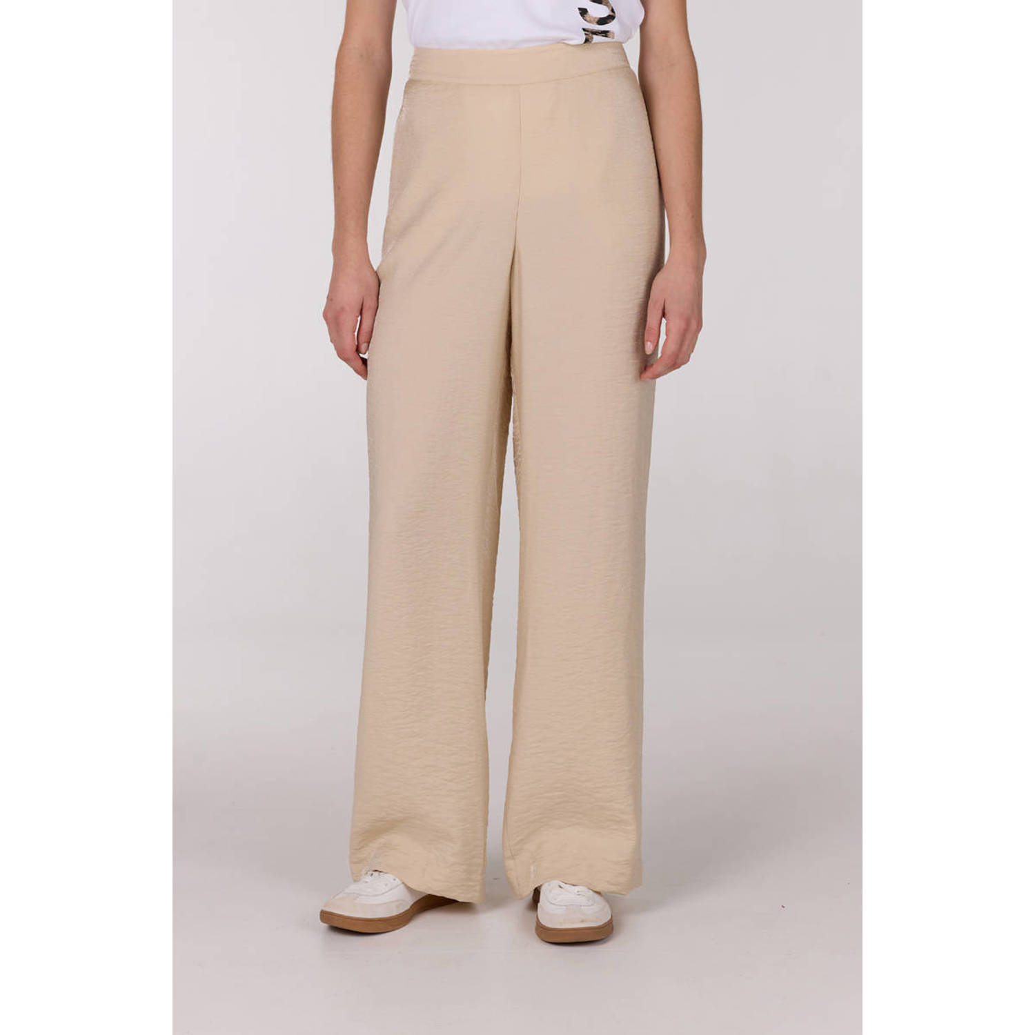 JANSEN Amsterdam wide leg regular waist casual broek zand